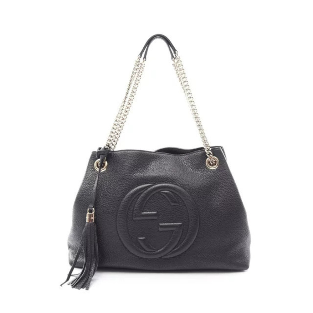 Gucci Soho Interlocking G Shoulder Bag Leather Black